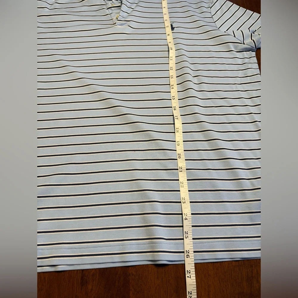 Polo Ralph Lauren Men’s Large Blue Striped Short Sleeve Polo Shirt Classic Fit